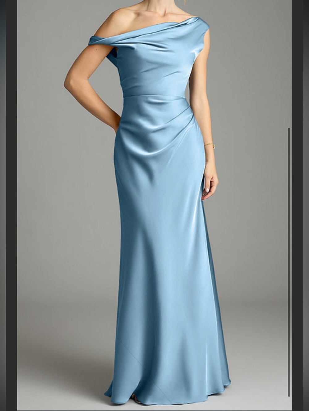 Elegant Sky-Blue Satin Maxi Skirt